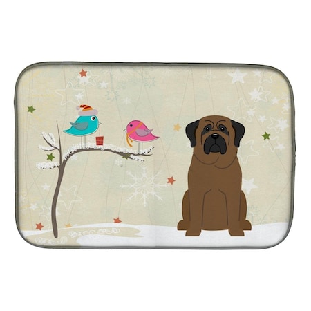 Carolines Treasures Christmas Presents Between Friends Bullmastiff Dish Drying Mat BB2556DDM